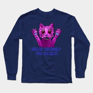 Brace Yourself Fur Combat Crazed Cat Long Sleeve T-Shirt